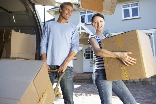 Packed boxes and furniture ready for a local Archway relocation